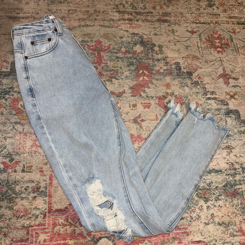 Pink Lily Light Wash Straight Leg Jeans